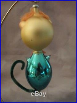 VINTAGE CAT/LION MERCURY BLOWN GLASS ITALIAN CHRISTMAS ORNAMENT with GREAT COLOR