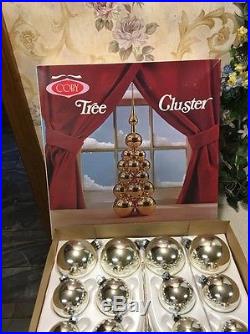 VINTAGE Coby Glass Christmas Tree Cluster Ornaments Original Box RARE Read