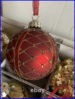 VINTAGE FRONTGATE HOLIDAY COLLECTION RED & GOLD CHRISTMAS ORNAMENTS Set Of 18