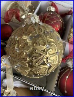 VINTAGE FRONTGATE HOLIDAY COLLECTION RED & GOLD CHRISTMAS ORNAMENTS Set Of 18