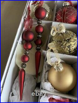 VINTAGE FRONTGATE HOLIDAY COLLECTION RED & GOLD CHRISTMAS ORNAMENTS Set Of 18