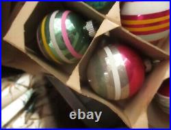 VINTAGE GROUP OF 12 SHINY BRITE GLASS ORNAMENTS WithBOX