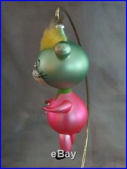 VINTAGE MOUSE MERCURY BLOWN GLASS ITALIAN CHRISTMAS ORNAMENT with GREAT COLOR