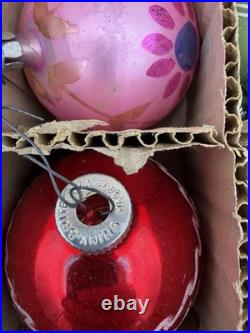 VINTAGE SHINY BRITE Made In JAPAN Glass Christmas Ornaments 12 Pc Boxed