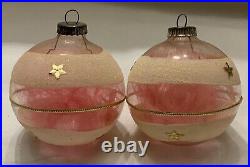 VINTAGE WEST GERMAN GLASS ORNAMENTS WithBOX MICA, DRESDEN ACCENTS & ANGEL HAIR