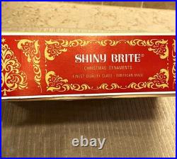 VTG 12 IN BOX Mercury Glass Shiny Brite Christmas Ornaments Red/Green StripeEUC