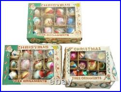 VTG 1950s Lot Of 36 Glass Hand Painted Christmas Tree Ornaments (3 Boxes) Poland