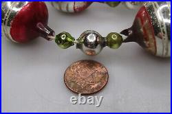 VTG Antique Blown Glass Large Striped Beads Christmas Ornament 42 Garland Japan