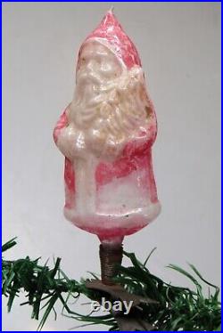 VTG Antique Blown Glass SANTA St Nick w TREE Clip On Christmas Ornament Germany