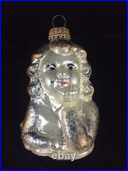 VTG Antique German Cherub Girl Glass Christmas Ornament Raphael Angel Bust