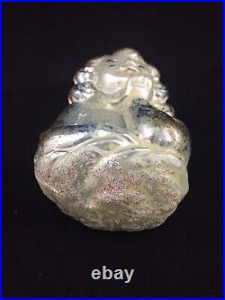 VTG Antique German Cherub Girl Glass Christmas Ornament Raphael Angel Bust