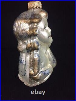 VTG Antique German Cherub Girl Glass Christmas Ornament Raphael Angel Bust