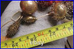 VTG Antique Glass Crinkle Wire Indent Beads 55 Garland Christmas Ornament Japan