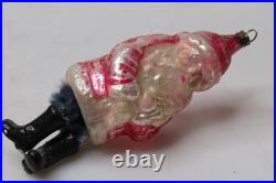 VTG Antique Glass SANTA Chenille Legs Boots Figurine Christmas Ornament Germany