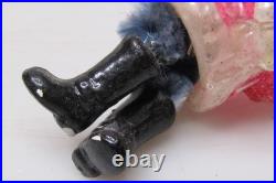 VTG Antique Glass SANTA Chenille Legs Boots Figurine Christmas Ornament Germany