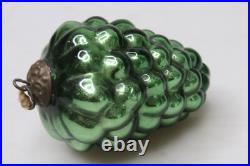 VTG Antique Heavy Glass Cluster GRAPE 3 KUGEL Christmas Ornament German Emerald