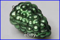 VTG Antique Heavy Glass Cluster GRAPE 3 KUGEL Christmas Ornament German Emerald