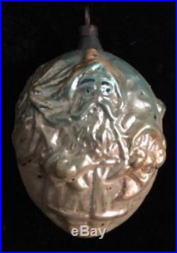 VTG Antique Santa Egg Embossed Glass Father Christmas 3-1/2 Ornament Germany