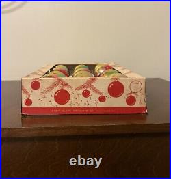 VTG Box (12) COBY Rainbow Ombré Corning Mercury Glass Christmas Ornament Balls