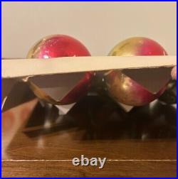 VTG Box (12) COBY Rainbow Ombré Corning Mercury Glass Christmas Ornament Balls