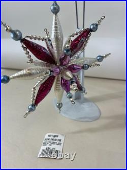 VTG Christopher Radko Astro Stars Ornaments Lot x5 Blue Fuchsia 3D Beaded DS51