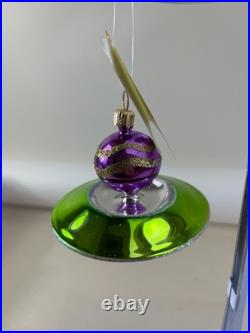 VTG Christopher Radko Friendly Visitor UFO Christmas Ornament Flying Saucer DS51