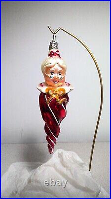 VTG Christopher Radko MRS CLAUS ICICLE Hand Blown Glass Christmas Ornament 6