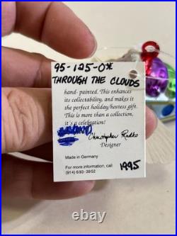 VTG Christopher Radko Through The Clouds Santa Glass Christmas Ornament 5 DS51