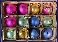 VTG Fantasia Glass Christmas Ornament Ball Poland Mercury Glass (12ct)