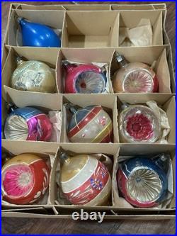 VTG Fantasia Poland Indent Reflector Stencil Hand Painted Christmas Ornaments