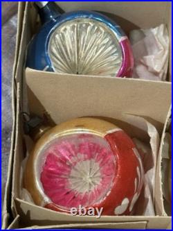 VTG Fantasia Poland Indent Reflector Stencil Hand Painted Christmas Ornaments