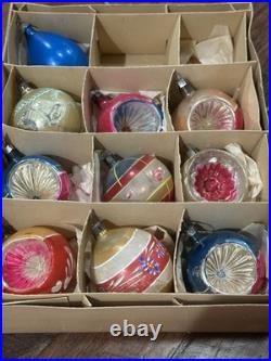 VTG Fantasia Poland Indent Reflector Stencil Hand Painted Christmas Ornaments