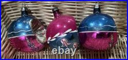 VTG Fantasia Poland Indent Reflector Stencil Hand Painted Christmas Ornaments