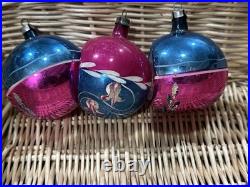 VTG Fantasia Poland Indent Reflector Stencil Hand Painted Christmas Ornaments