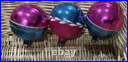 VTG Fantasia Poland Indent Reflector Stencil Hand Painted Christmas Ornaments