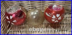 VTG Fantasia Poland Indent Reflector Stencil Hand Painted Christmas Ornaments