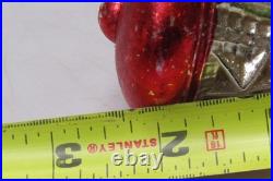 VTG Glass Outdent Multi STAR Embossed BELL Christmas Ornament Silver Red