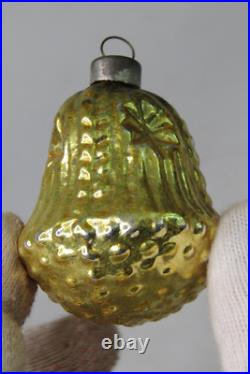 VTG Glass STAR Embossed Outdent Bumpy Gold BELL Christmas Ornament US of A