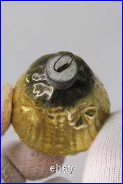 VTG Glass STAR Embossed Outdent Bumpy Gold BELL Christmas Ornament US of A