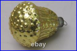 VTG Glass STAR Embossed Outdent Bumpy Gold BELL Christmas Ornament US of A