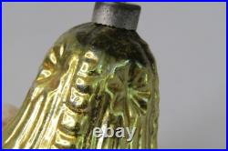 VTG Glass STAR Embossed Outdent Bumpy Gold BELL Christmas Ornament US of A