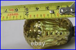 VTG Glass STAR Embossed Outdent Bumpy Gold BELL Christmas Ornament US of A