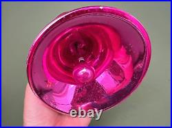 VTG Jumbo Germany Hot Pink Mercury Glass Bell w Clapper Christmas Ornament 7.5'