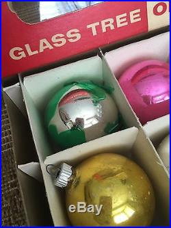 VTG LOT BOXES antique 86 CHRISTMAS ORNAMENTS GLASS SHINY BRITE George Franke
