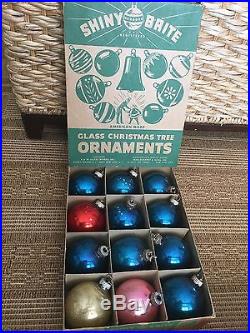 VTG LOT BOXESantique 86 CHRISTMAS ORNAMENTS GLASS SHINY BRITE George Franke