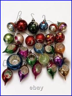 VTG Mercury Glass Ornaments Small Indent Round Tear Drops Lot Of 26