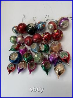 VTG Mercury Glass Ornaments Small Indent Round Tear Drops Lot Of 26