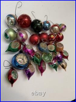 VTG Mercury Glass Ornaments Small Indent Round Tear Drops Lot Of 26