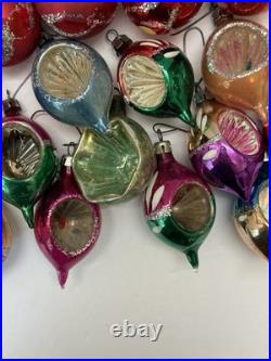 VTG Mercury Glass Ornaments Small Indent Round Tear Drops Lot Of 26