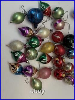 VTG Mercury Glass Ornaments Small Indent Round Tear Drops Lot Of 26